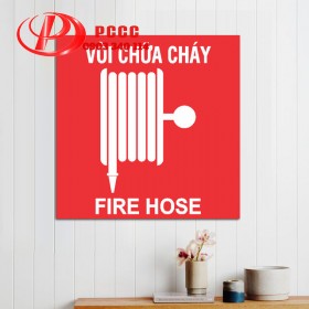 Biển báo cuộn vòi chữa cháy mica – fire hose